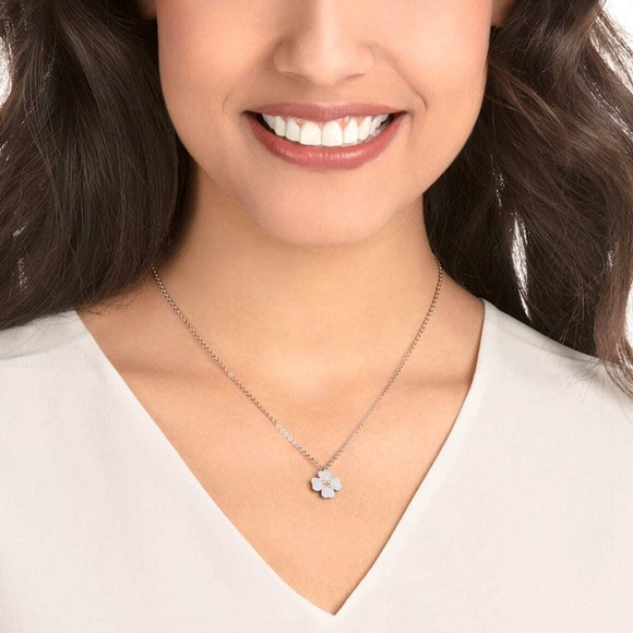 Swarovski Latisha Flower Pendant Necklace in Black/White - Picture 1 of 11